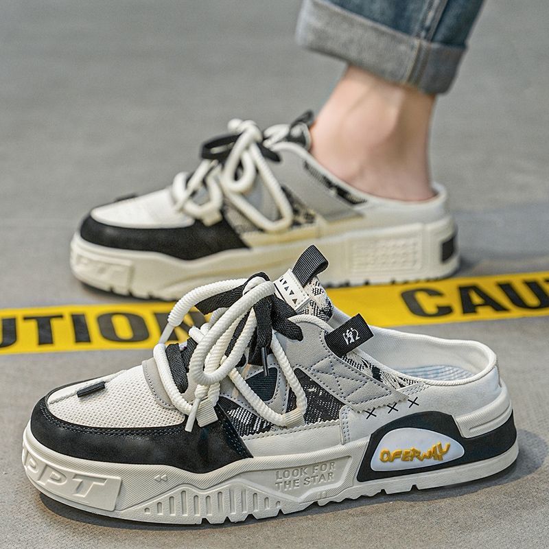 Half slippers for men 2025winternew arrival breathable easiest for match slip-on trendy sneakers without heel niche style toe slippers