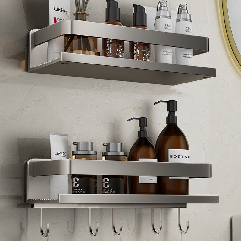 Removable and washable space aluminum bathroom rack Wall-mounted non-punching bathroom cosmetic storage rack Factory direct sales