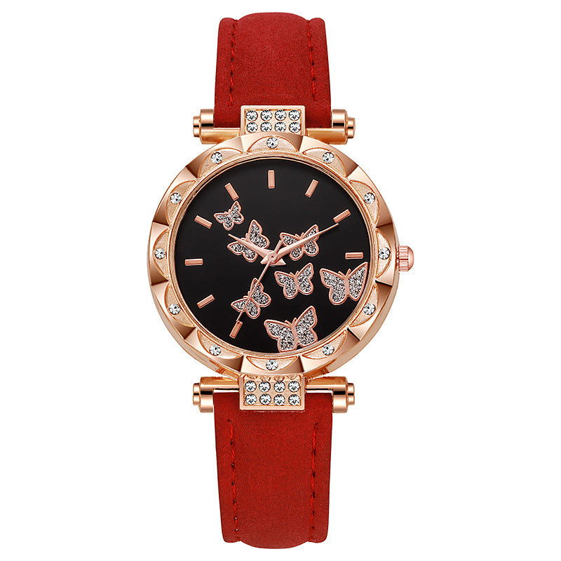 New tiktok women's watch - stylish, unique, and minimalist wristwatch with butterfly digital leather strap