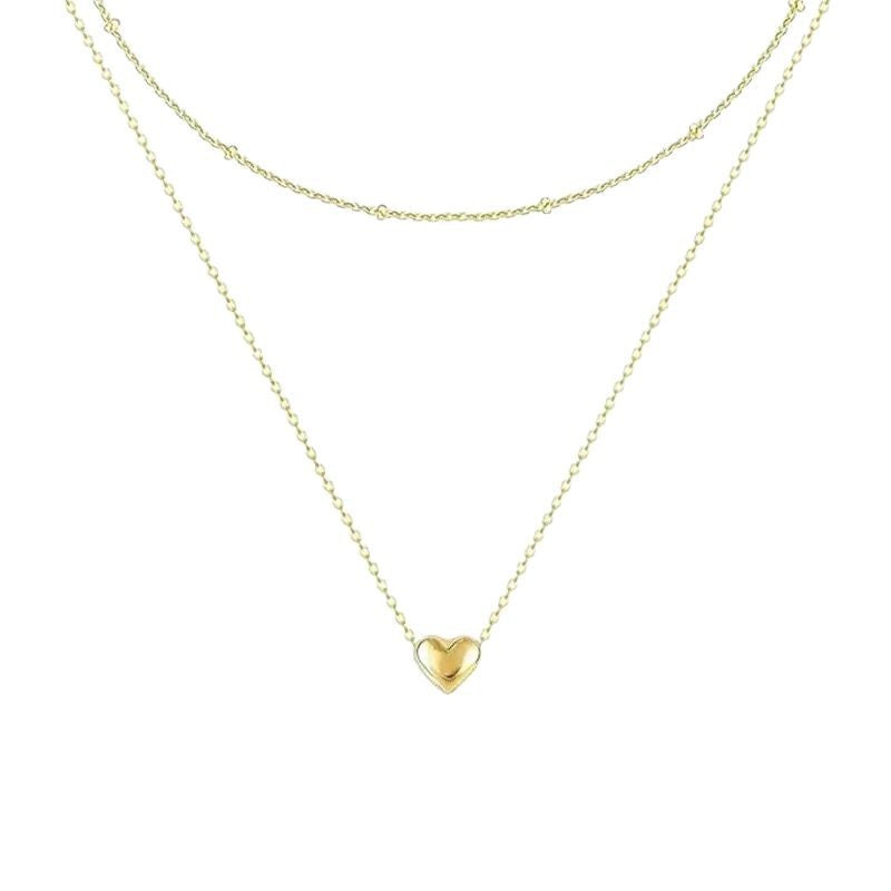 European and american cross-border hot-selling layered small fluffy heart pendant necklace heart classic simple versatile clavicle chain wholesale