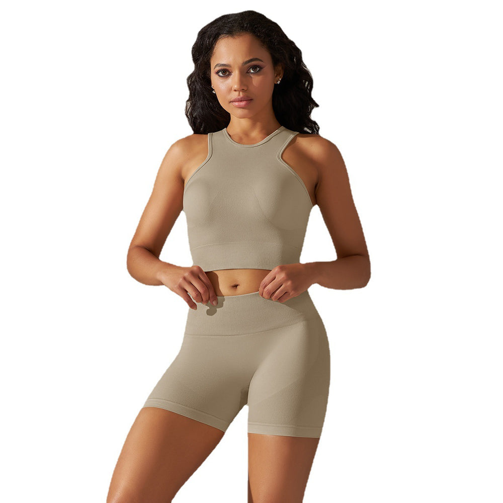 Spring/summer new seamless yoga outfit: shockproof, beautiful back, high-waisted, butt-lifting shorts set - sweat-wicking running & fitness apparel