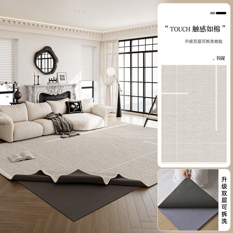 Machine washable carpet new arrival living room double layer detachable washable pure color sofa bedroom chenille for home floor mat