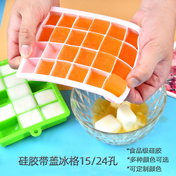 Silicone ice grid, with cover 15 holes ice grid 24 square ice cube mold bar home ice cube mold hot summer