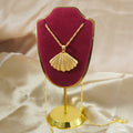Indian african light luxury shell necklace and earring set - middle eastern banquet gold plated choker and earring two-piece set