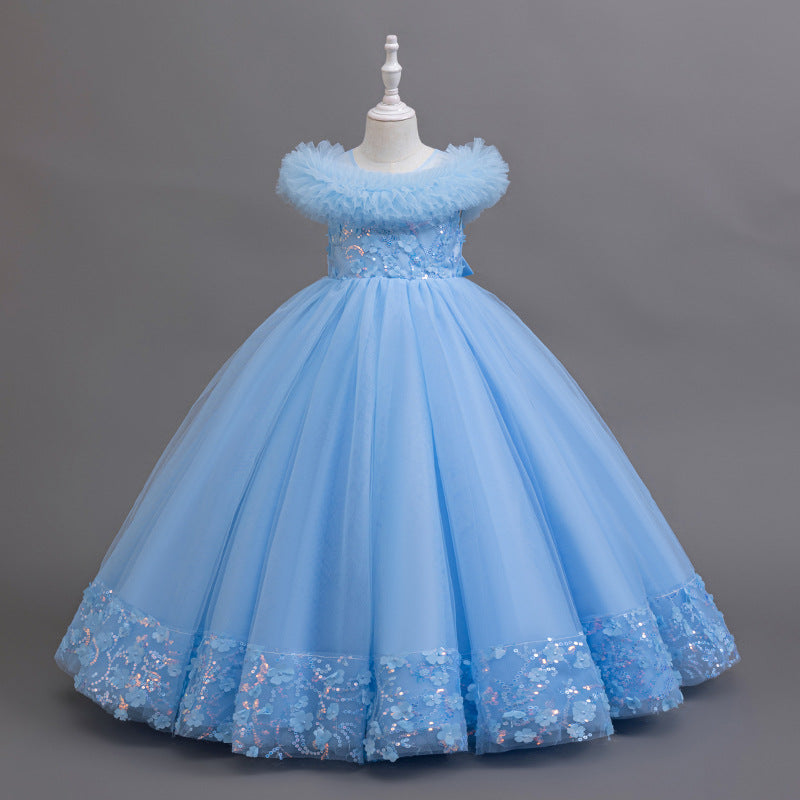 Wholesale european and american style girls' formal dresses for export, suitable for mid-to-large children, direct from manufacturers. cross-border princess dresses, custom flower girl dresses, long dresses wholesale