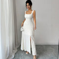new european and american style women's white lace backless dress