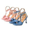 French fairy style one-strap sexy stiletto heel sandals - women's runway solid color bow high heels