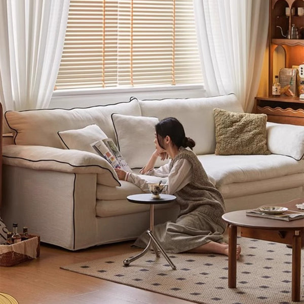 Double sofa cream wabi wind living room can sit detachable linen fabric cloud down sofa new
