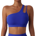 Asymmetrical shoulder shockproof yoga bra cloud feel backless sports bra irregular strap running fitness vest 6425