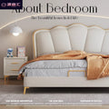 Accessible luxury wedding bed small apartment rental bed french cream style leather bed modern master bedroom large bed casual double bed