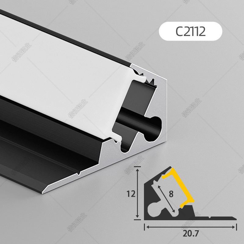 LED light slot 45 degrees oblique light slot line light suspension ceiling curtain box light with card slot linear light aluminum slot