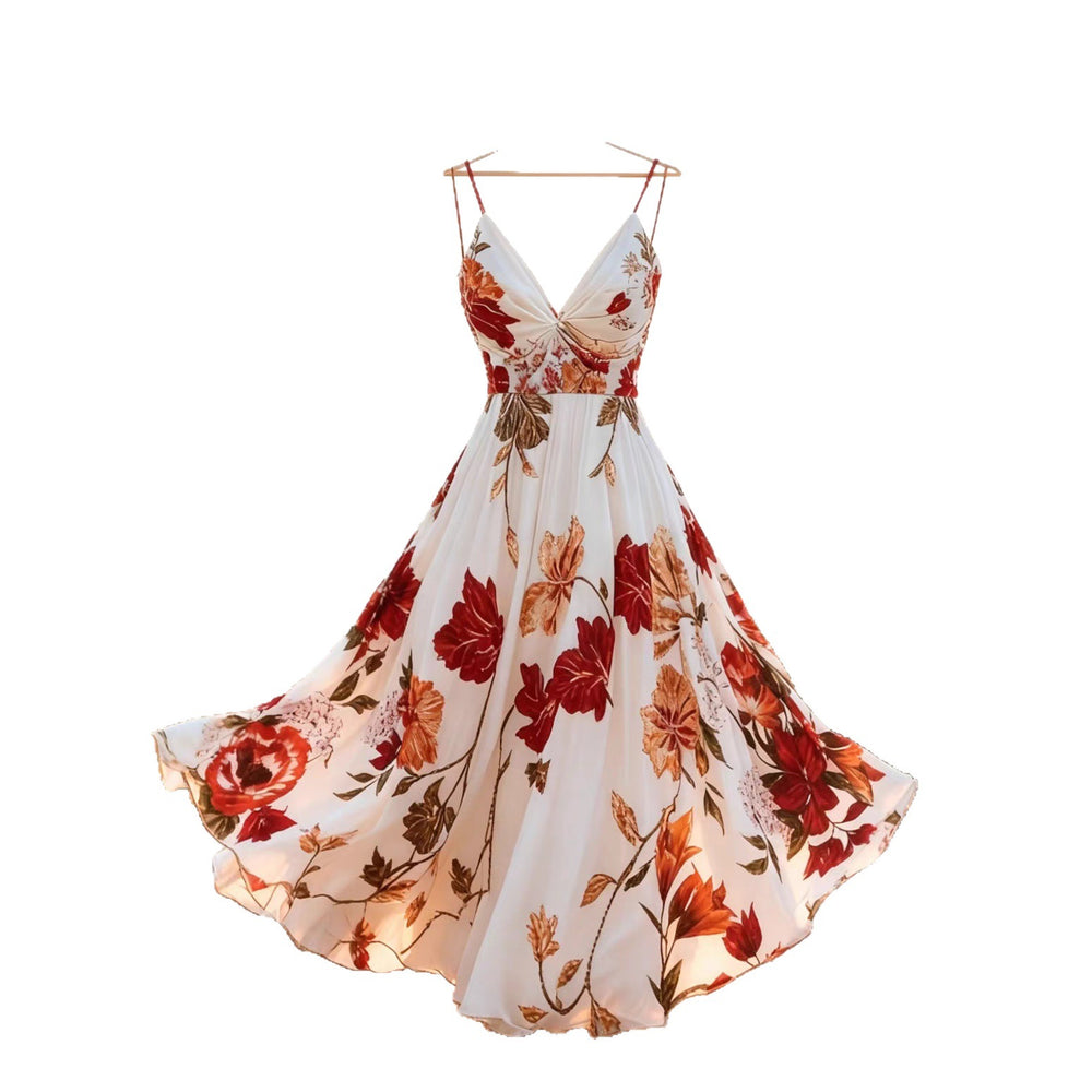 French chic floral print sleeveless cami dress - perfect for beach vacations & casual wear (cross-border)