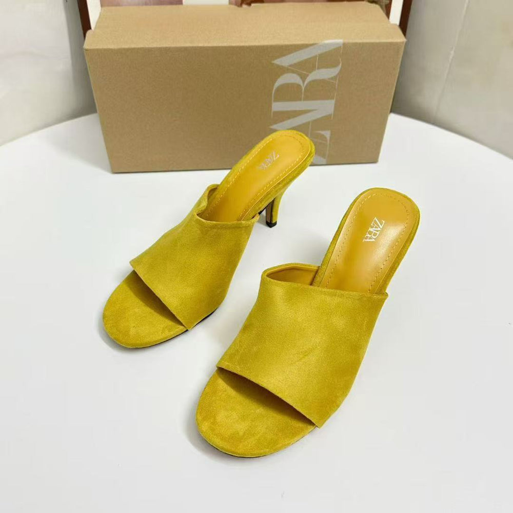 2025 spring/summer new fashion versatile sexy european and american style genuine leather wedge heel mule sandals