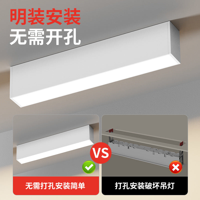 Full spectrum led surface mounted strip downlight free opening living room without main light lighting ceiling strip floodlight line light