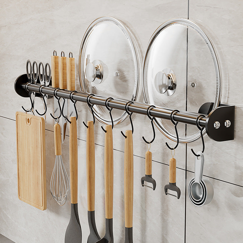 No punching, kitchen hanging rod, wall hanging rack, knife, pot cover, spatula, soup spoon, rag hanger, storage rack.
