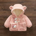 New girls' winter fleece-lined thickened fuzzy sweater, toddler cartoon rabbit cotton jacket, hooded baby girl padded coat - direct from the manufacturer