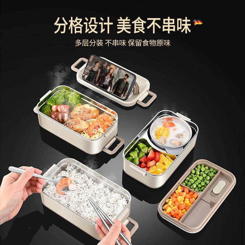 304 water-free thermal insulation lunch box Office workers hot rice artifact portable with rice lunch box Bento box thermal insulation lunch box