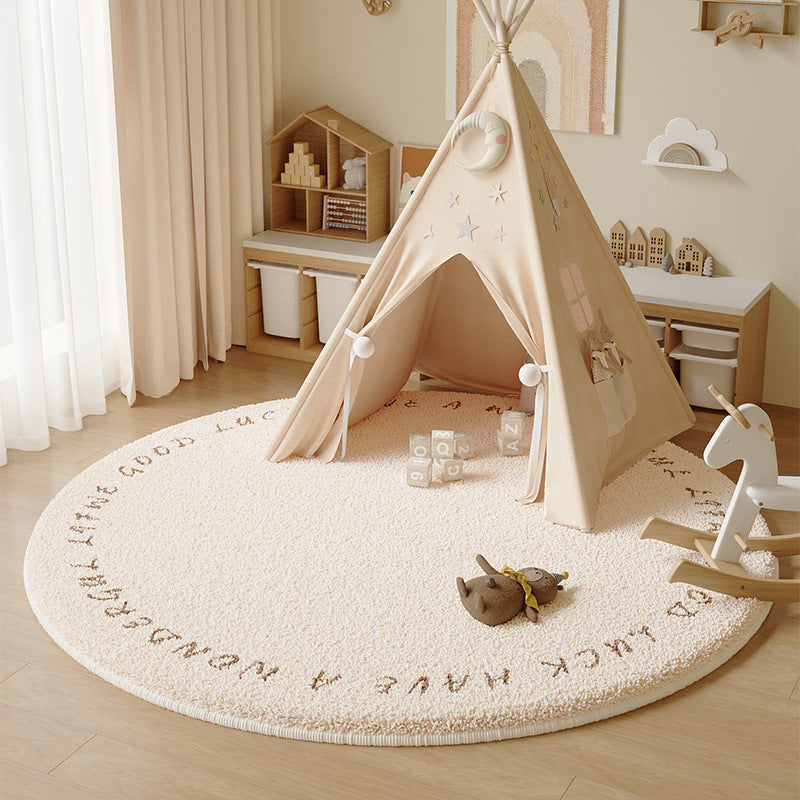 Cartoon faux cashmere round rug - perfect for bedroom bedside, study reading nook, cooling foot mat, living room sofa, or coffee table