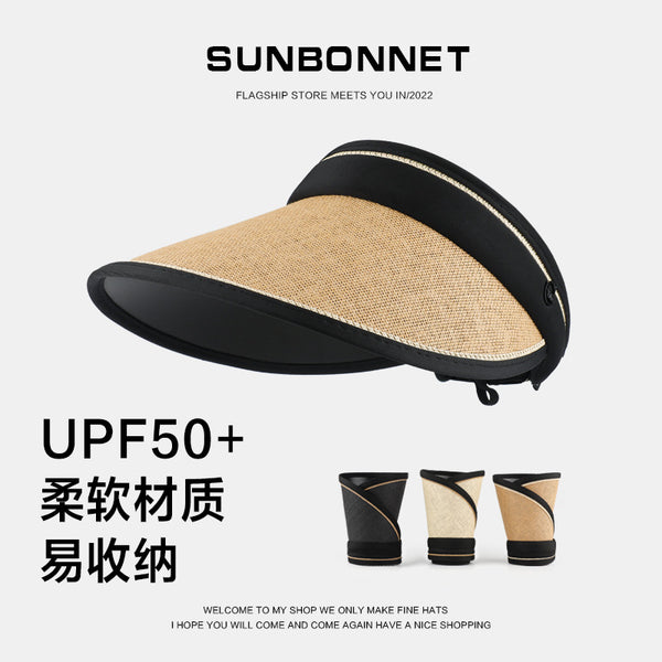 Small wholesale fashion summer oversized Lafite straw hat empty top hat women's shell sunscreen hat foldable