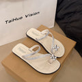2025 summer new fashion design silver thong sandals women's outdoor wear sparkling rhinestone fairy style with skirt sandals