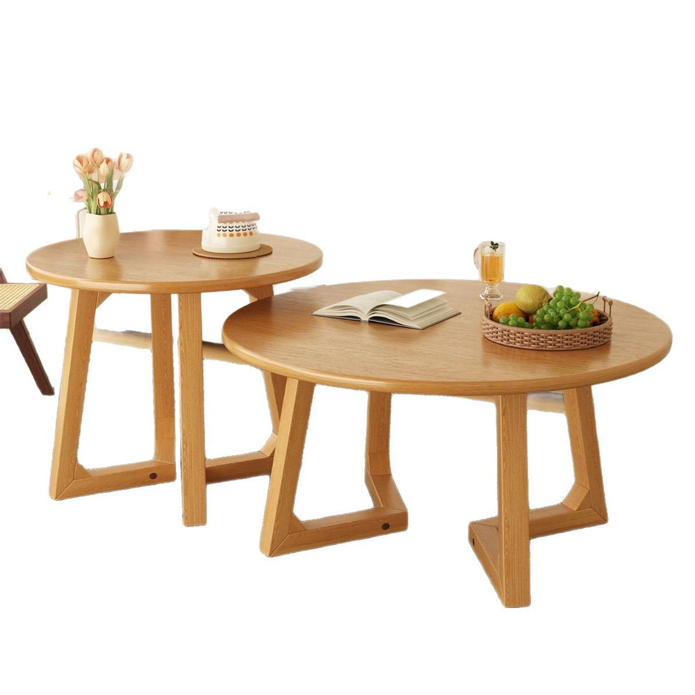Japanese style solid wood living room coffee table small apartment insfor home log style round side table casual dining tea table