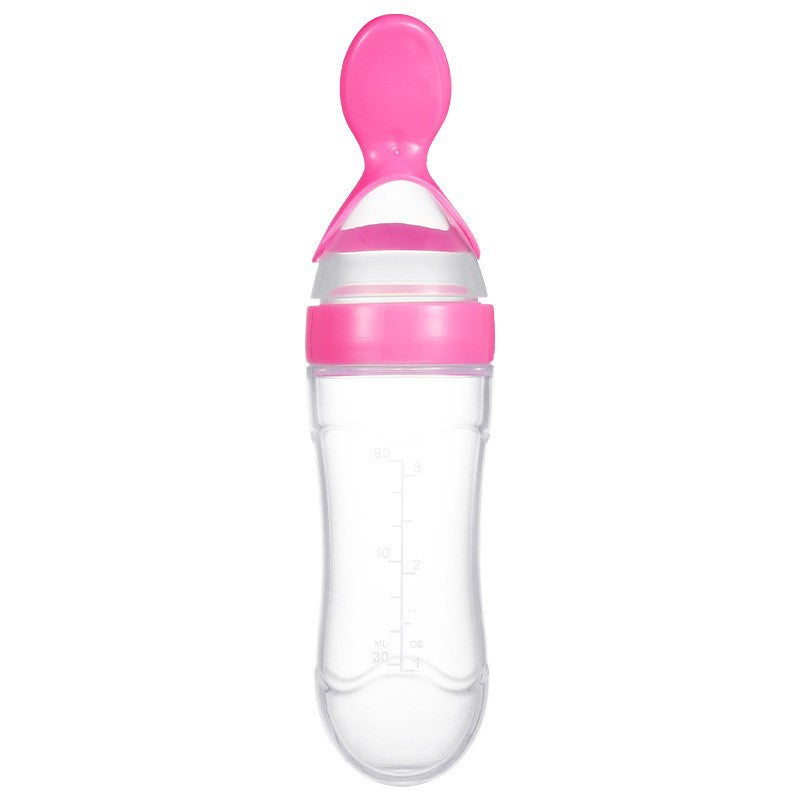 English card baby rice paste bottle baby silicone feeding bottle children's complementary food bottle rice paste spoon extrusion feeding spoon