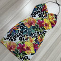 new european and american style women's vacation outfit: colorful abstract print ruched v-neck tie-up tank top with bow detail
