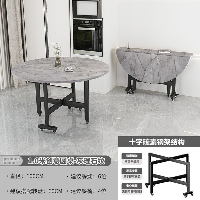 Folding table - round, compact, multi-functional, extra-thick, portable round table - living room folding dining table