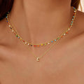 European and american cross-border hot-selling real gold brass electroplated fashion full circle colorful seed bead tassel women's elegant necklace