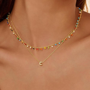 European and american cross-border hot-selling real gold brass electroplated fashion full circle colorful seed bead tassel women's elegant necklace