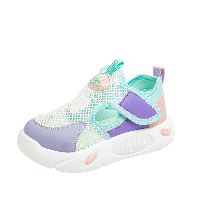 2025 summer new boys sandals thin children medium and older children mesh breathable boys sports single mesh shoes bag head