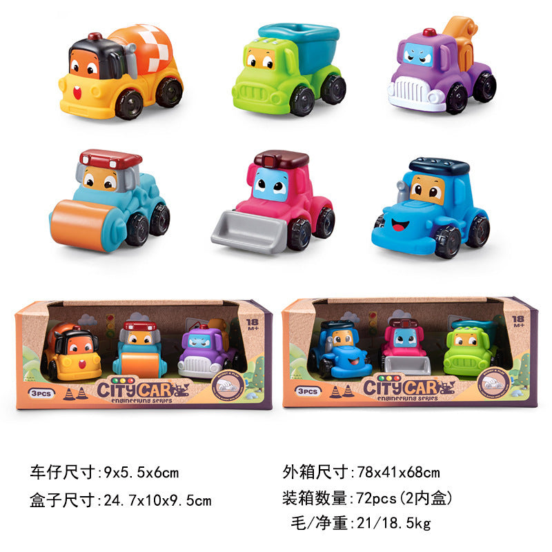 Cross-border export  cartoon toys soft glue animals children inertia car baby q cute car toy car
