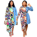Source denim chiffon patchwork unique cutting fashionloose shirt dressfashion african plus size special price