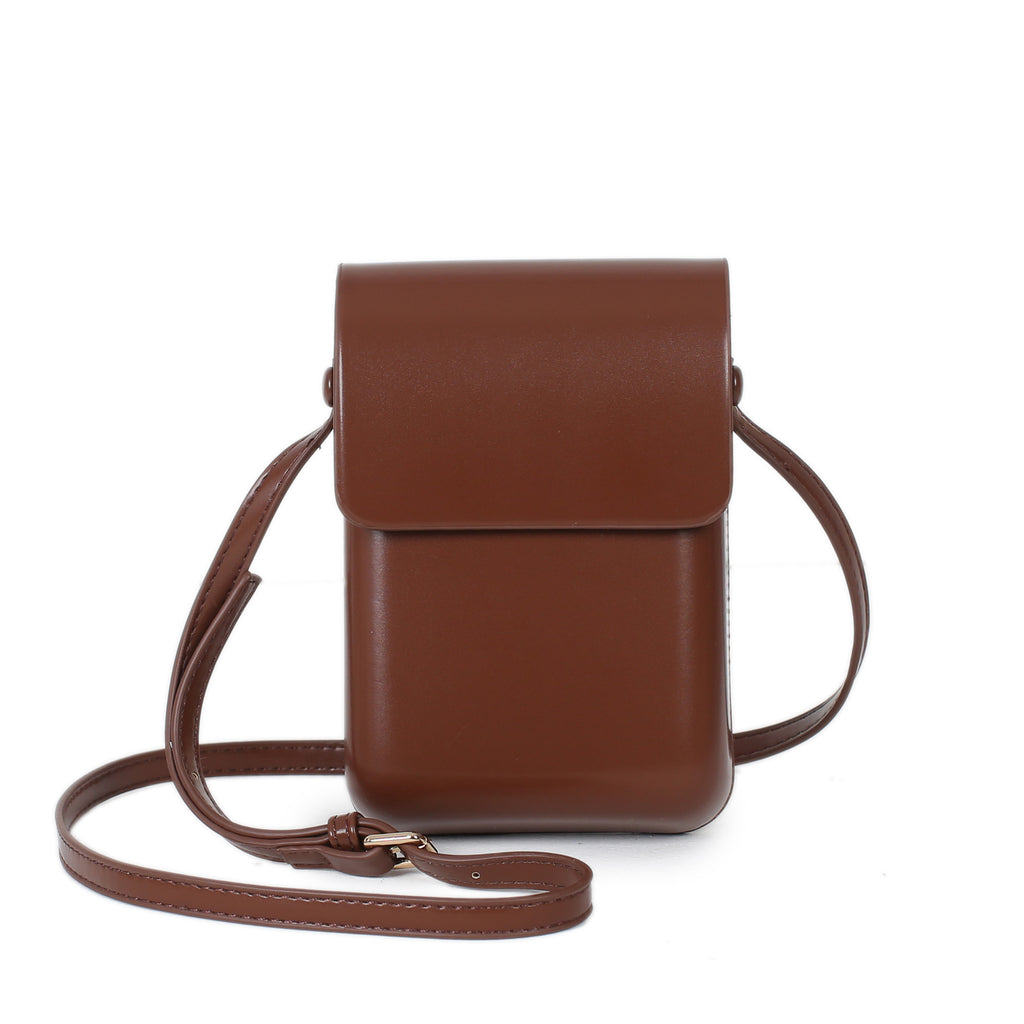 Cross-border diagonal span vertical mobile phone bag, simple and fashionable pressure shell bag, niche solid color change bag, retro texture messenger bag.
