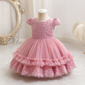Ready-to-ship wholesale girls' dresses, beaded tulle princess dresses, christmas party evening gowns, kids' dresses