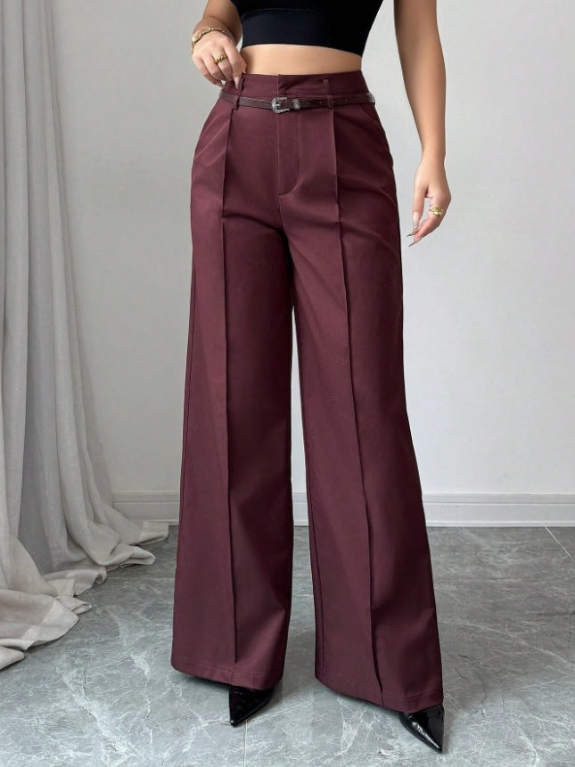 fashionfall and winternew arrivalladies casualelegantwork clothinghigh waistloosestraight-legpants suit pants