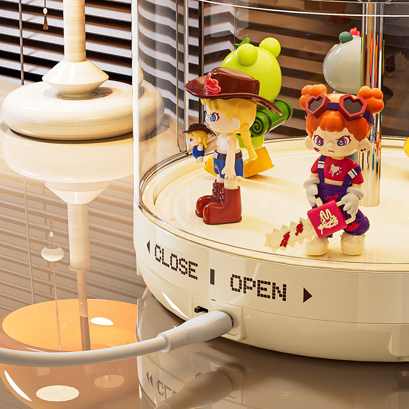 Rotating blind box display box labubu figure collection box dustproof transparent vinyl doll rabub display cabinet