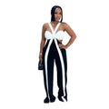 C7539 cross-border   fashion women's sexy strapless bandeau casual wide-leg jumpsuit
