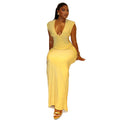 autumn new arrivals: european & american style women's solid color v-neck ruched sleeveless bodycon dress - sexy & chic
