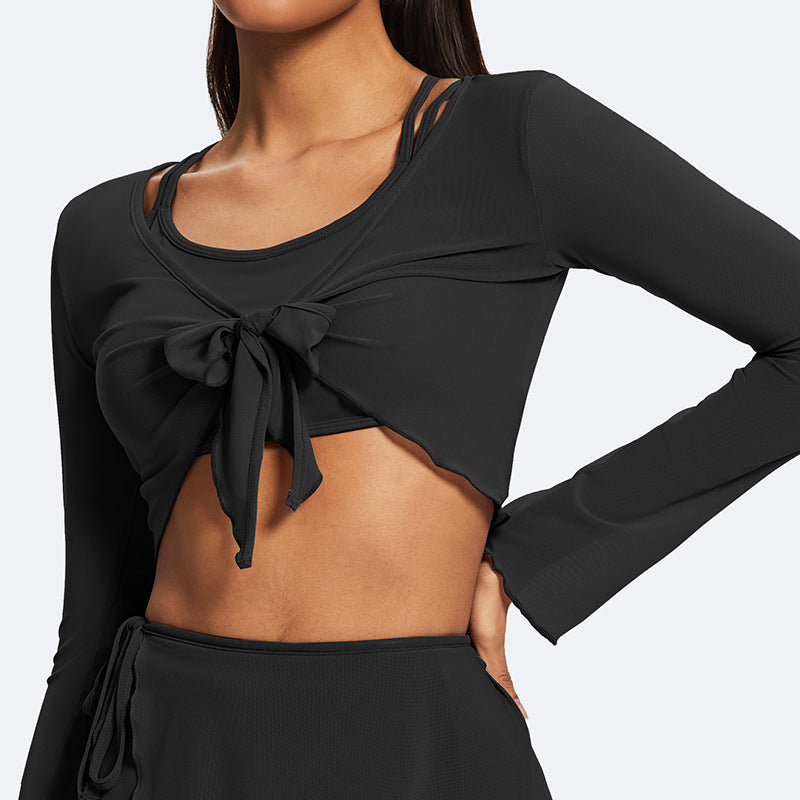 High-waisted active skirt set: perfect for gym, tennis, running, and yoga. this stunning three-piece set is designed for workouts and looks great as outerwear
