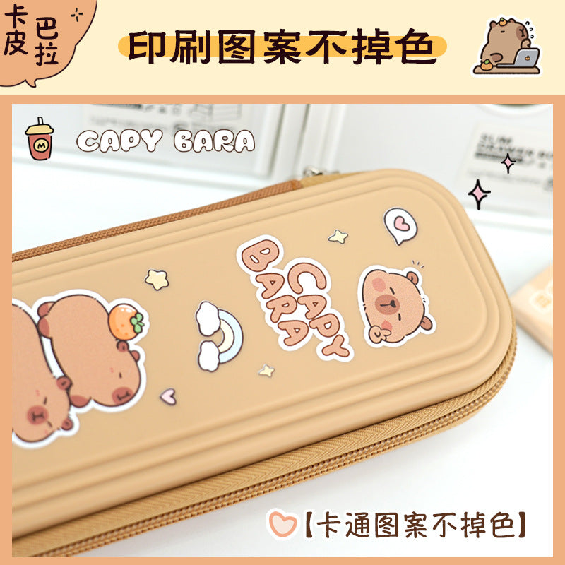 Kapibara Stationery Box Girls Professional Children's Cartoon Kindergarten Stationery Bag Durable Advanced Sense Simple Pencil Bag