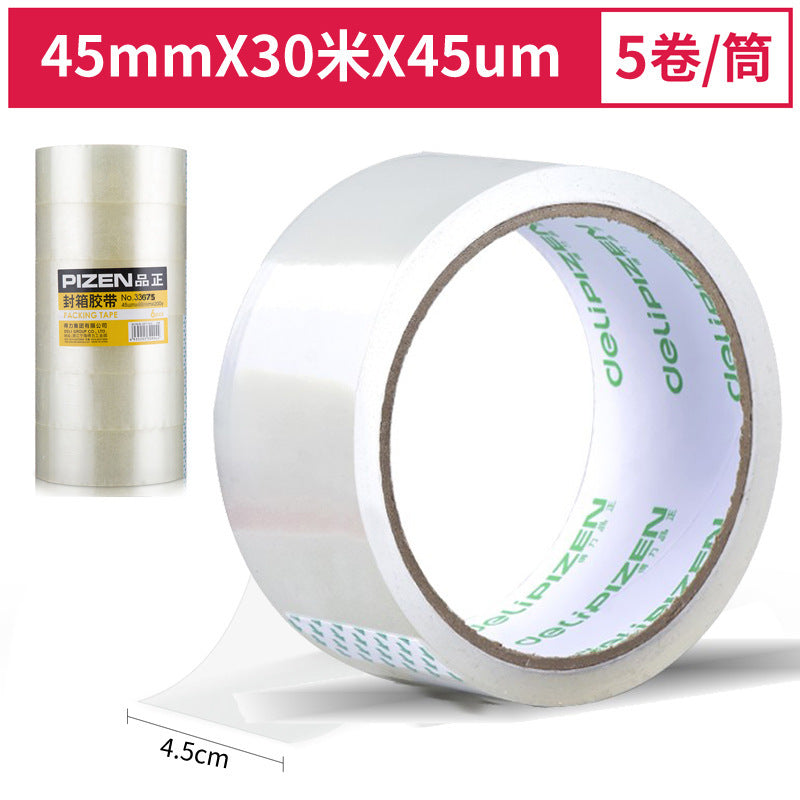 Deli 33675 transparent packing tape 45mm wide tape sealing glue express sealing tape wholesale