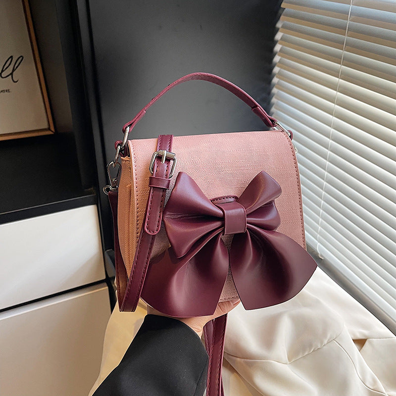 Foreign trade cute girl bow bag women's 2025 summer new versatile casual small square bag shoulder messenger bag