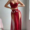 new sexy lingerie fishbone sexy temptation see-through mesh push-up lingerie suit for women