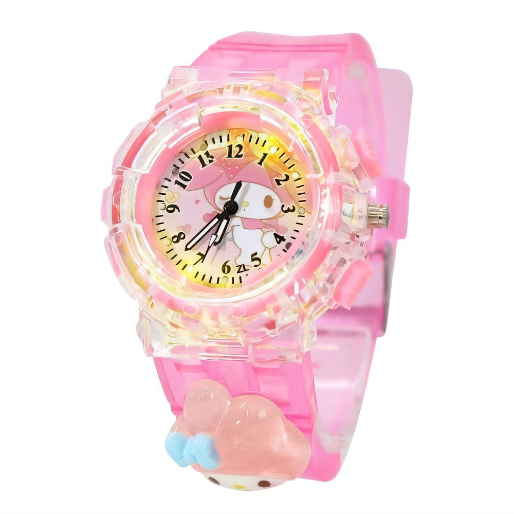 Kids' cartoon sanrio kuromi luminous electronic watch - girls' digital & analog quartz watch for elementary and middle school students