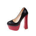 plus sizeautumnew arrival thick heel waterproof platform catwalk thick sole round toe fashionfashion bright leather high heel flats women