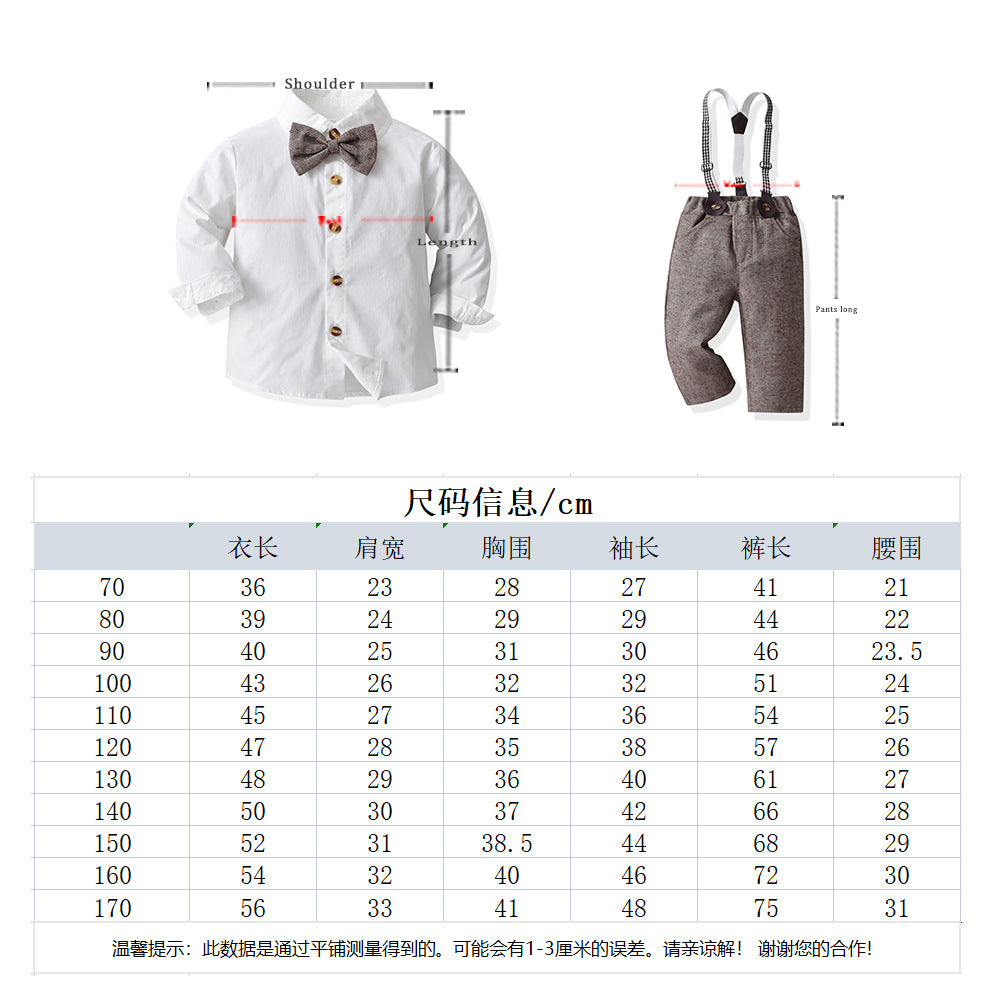 Children's suit boys' spring autum wear white shirt children's wear overalls gentleman's one year old dress factory personalized
