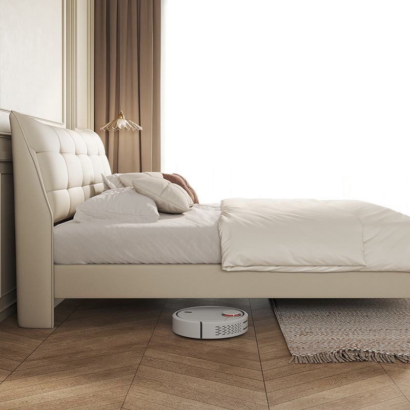 Light french cream style bed small apartment casualaccessible luxury foshan furniture master bedroom double 1.8m genuine leather bed
