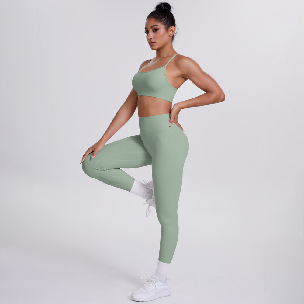 New criss-cross strap sports bra and leggings set - cloud-soft, quick-dry, compression yoga outfit for outdoor running and fitness
