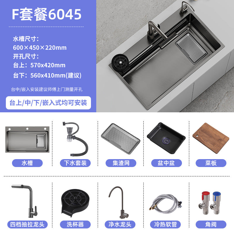 Double slag collection sink large single slot high quality stainless steel kitchen sink thickenedfor home dishwashing sink vegetable sink